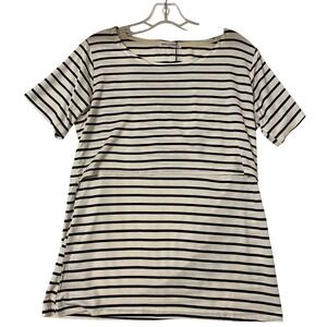 Smallshow Nursing T-shirt M Striped White Black Short Sleeve Modal Stretch NWT